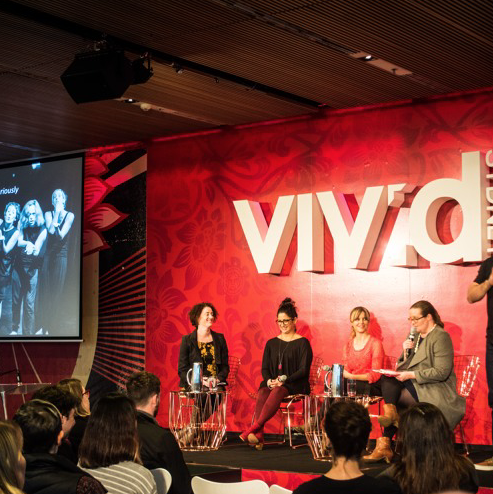 Alison, Sarah-Vynne and Gabrielle respond to questions from Morwenna and the audience after their talk