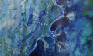 Meander Stream: abstract artwork in shades of blue